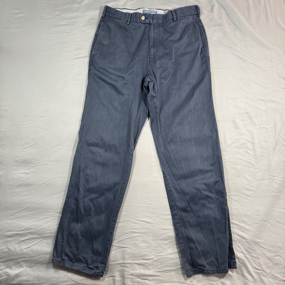 Peter Millar 100% Pima Cotton Flat Front Chino Pants Mens 32 Blue Straight Golf